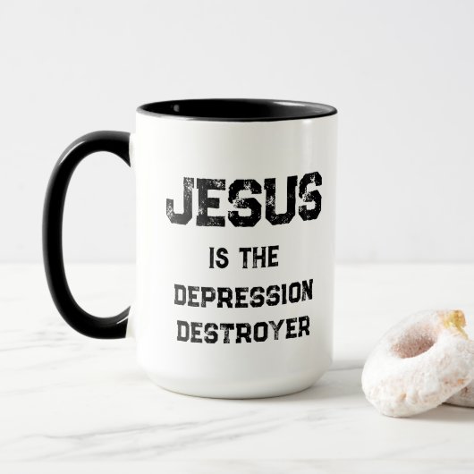 Jesus Depression Zerstörer Leben Christlich Tasse (Mit Donut)