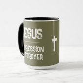 Jesus Depression Zerstörer Olive Army Grün Tasse (Vorderseite Links)