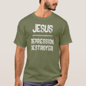 Jesus Depression Zerstörer QR-Code-Schriftstellen T-Shirt (Vorderseite)