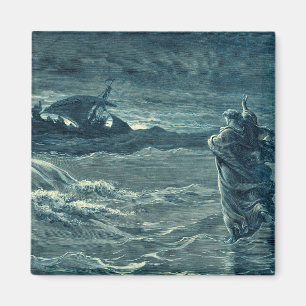 Jesus, der auf die Bibel des Meer  geht Magnet