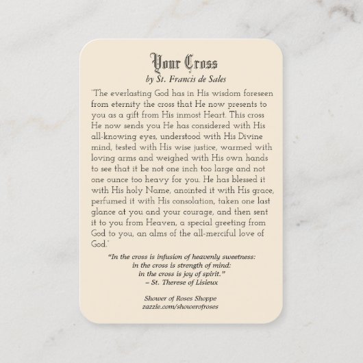 Jesus, der das Gebet kreuzt Religiöse Heilige Kart Visitenkarte (Rückseite)