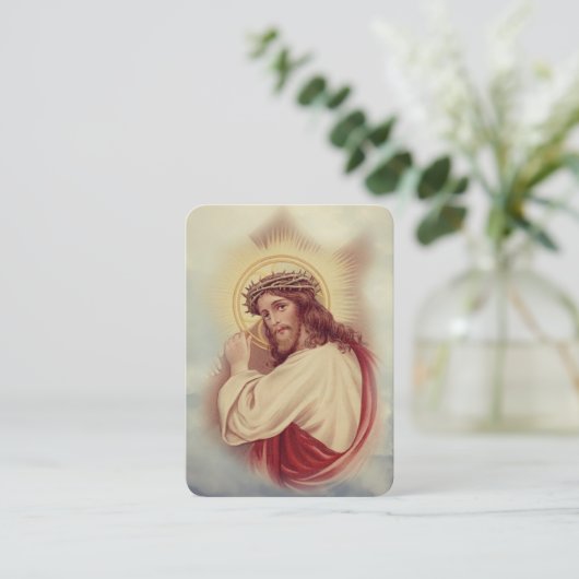 Jesus, der das Gebet kreuzt Religiöse Heilige Kart Visitenkarte (Stehend Vorderseite)
