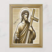 Jesus, der das Goldene Kreuz mit Mitgefühl umgeht Postkarte (Vorderseite)
