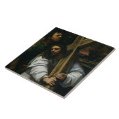 Jesus, der das Kreuz, c.1535 (Öl, trägt auf Fliese (Seite)