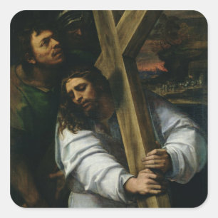 Jesus, der das Kreuz, c.1535 (Öl, trägt auf Quadratischer Aufkleber