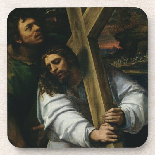 Jesus, der das Kreuz, c.1535 (Öl, trägt auf Untersetzer (Vorderseite)