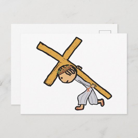Jesus, der das Kreuz trägt Postkarte (Vorne/Hinten)