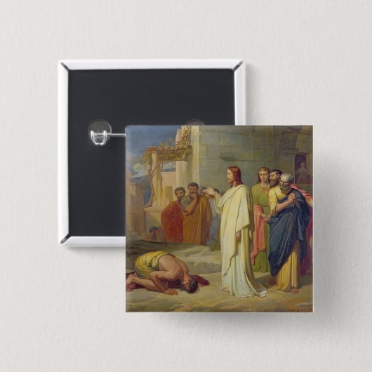 Jesus, der den Aussätzigen, 1864 heilt Button (Vorne & Hinten)