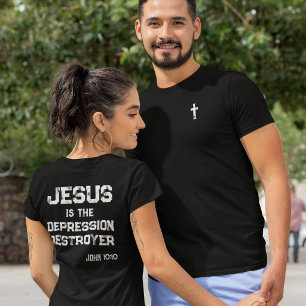 Jesus der Depression Zerstörer Kreuz Bibel Grunge T-Shirt