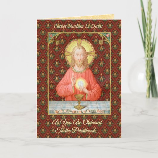 Jesus, der die Eucharistin einrichtet (SAU 045) Karte (Vorderseite)