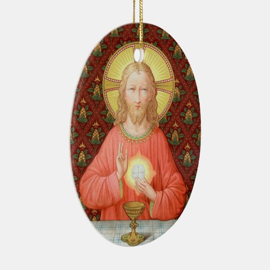 Jesus, der die Eucharistin einrichtet (SAU 045) Keramik Ornament (Rechts)