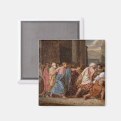 Jesus, der die Kaufleute aus dem Tempel treibt Magnet (Vorderseite/Rückseite)