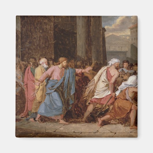 Jesus, der die Kaufleute aus dem Tempel treibt Magnet (Vorne)