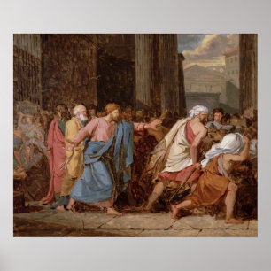 Jesus, der die Kaufleute aus dem Tempel treibt Poster