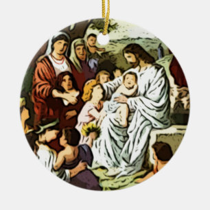 Jesus, der die Kinder segnet Keramik Ornament