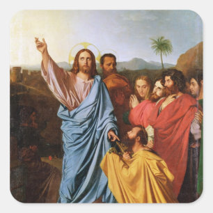 Jesus, der die Schlüssel zu St Peter, 1820 Quadratischer Aufkleber