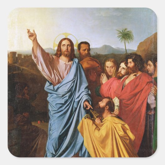 Jesus, der die Schlüssel zu St Peter, 1820 Quadratischer Aufkleber (Vorderseite)