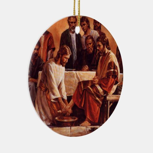 Jesus, der die Schüler-Fuß-Verzierung wäscht Keramik Ornament (Rechts)