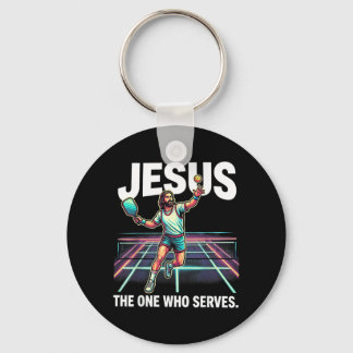 Jesus Der Eine Der Dient Lustiger Pickleball Schlüsselanhänger