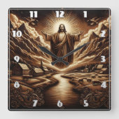 Jesus, der eine serene Landschaft des ländlichen R Quadratische Wanduhr (Vorderseite)