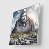Jesus der Felsen des Zeitalters Quadratische Wanduhr (Winkel)