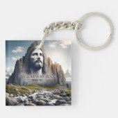 Jesus der Felsen des Zeitalters Schlüsselanhänger (Rückseite)