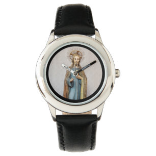 Jesus, der goldenes heiliges Herz hält Armbanduhr