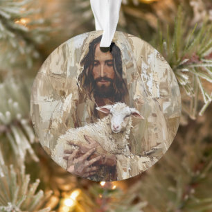 Jesus der gute Hirte hält das Lamm Ornament