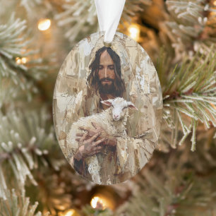 Jesus der gute Hirte hält das Lamm Ornament