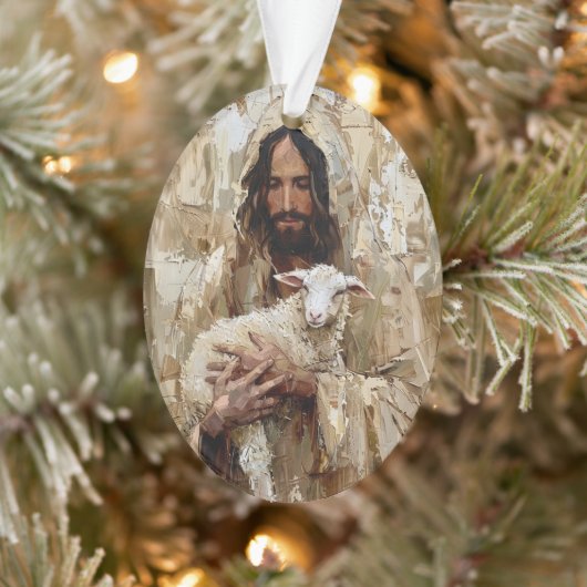 Jesus der gute Hirte hält das Lamm Ornament (Baum)