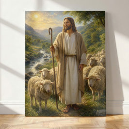 Jesus der Gute Hirte im Golden Valley Leinwanddruck