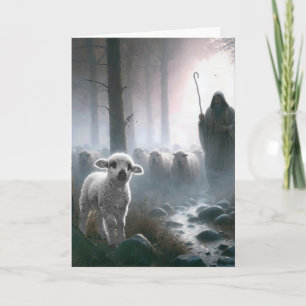 Jesus der Gute Hirte mit verlorenem Lamm Karte