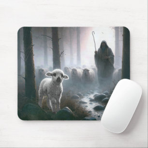 Jesus der Gute Hirte rettet ein verlorenes Lamm Mousepad