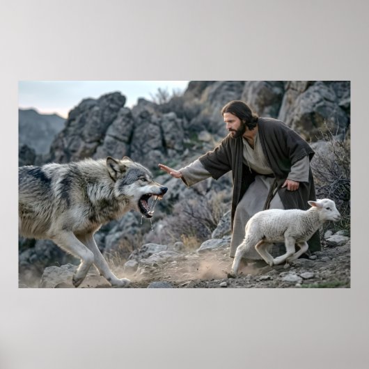 Jesus der gute Hirte und Beschützer Poster (Vorne)