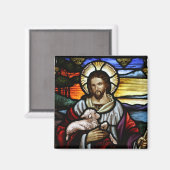 Jesus der gute Hirte verkleidete Glass Magnet (Vorderseite/Rückseite)