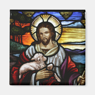 Jesus der gute Hirte verkleidete Glass Magnet