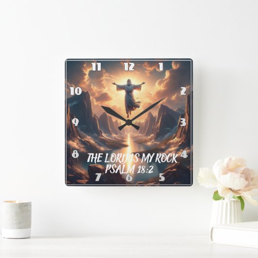 Jesus, der Herr, ist mein Fels Quadratische Wanduhr (Zuhause)