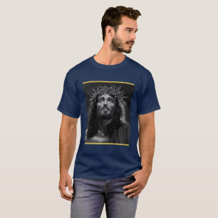 Jesus, der Himmel mit einem Goldfolienentwurf T-Shirt