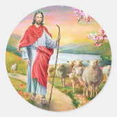 Jesus der Hirte Runder Aufkleber (Vorderseite)