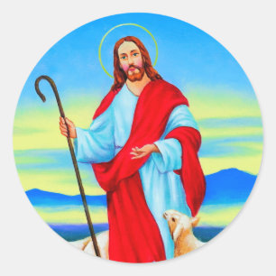 Jesus der Hirtenaufkleber Runder Aufkleber