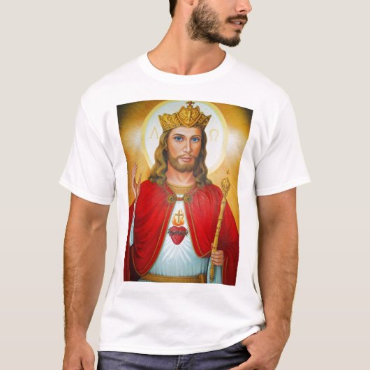 Jesus der König segne heiliges Herz Jesu T-Shirt (Vorderseite)