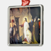 Jesus, der Lazarus aus den Toten erhebt Silbernes Ornament (Links)