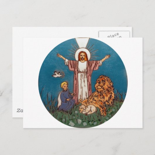 Jesus der Löwe und das Lamm Postkarte (Vorne/Hinten)