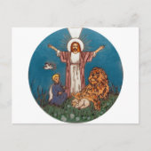 Jesus der Löwe und das Lamm Postkarte (Vorderseite)