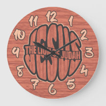 Jesus der Löwe von Judah mit der Redwood Wall Uhr