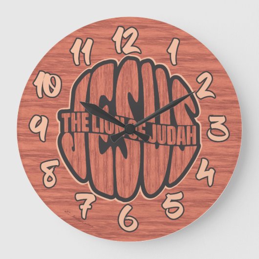 Jesus der Löwe von Judah mit der Redwood Wall Uhr (Vorderseite)