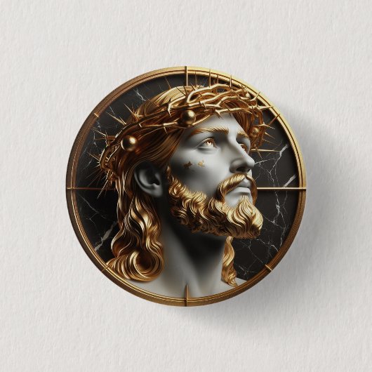Jesus, der mit Dornen in den Himmel schaut Button (Vorderseite)