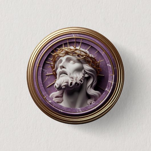 Jesus, der mit Dornen in den Himmel schaut Button (Vorderseite)