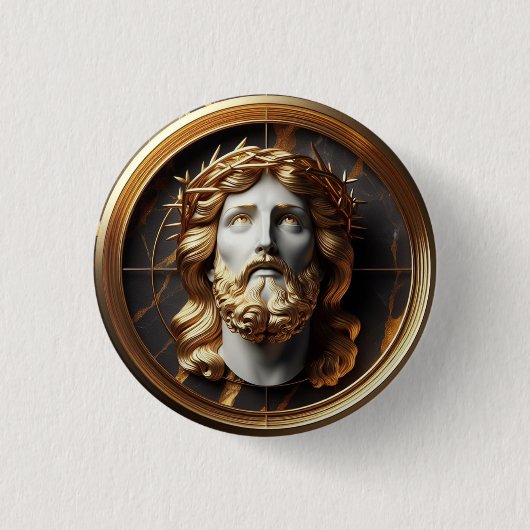 Jesus, der mit göttlicher Begegnung in den Himmel Button (Vorderseite)