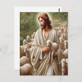 Jesus, der mit seinen Lämmern läuft Postkarte (Vorne/Hinten)